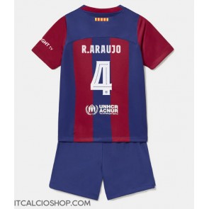 Barcelona Ronald Araujo #4 Prima Maglia Bambino 2023-24 Manica Corta (+ Pantaloni corti)